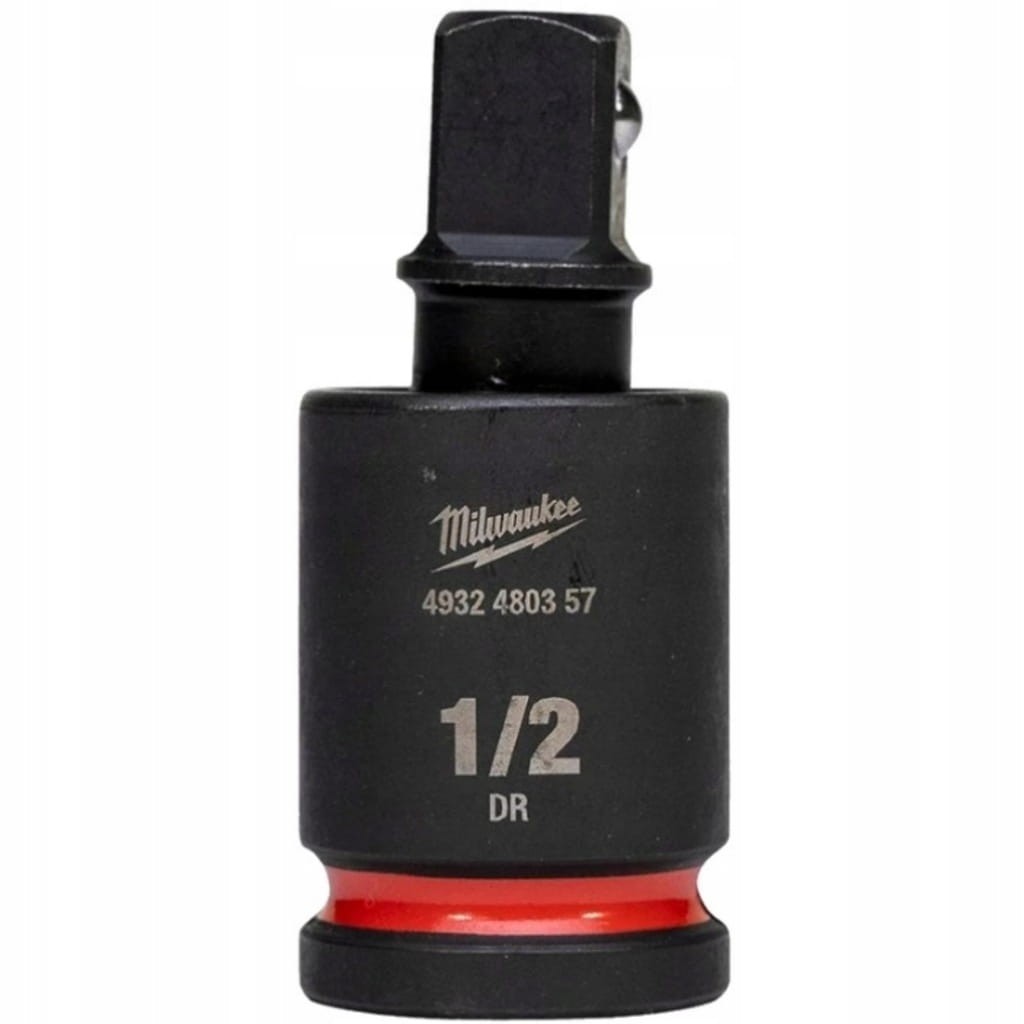Laserowe oznaczenia rozmiaru 1/2 DR na czarnym adapterze Milwaukee