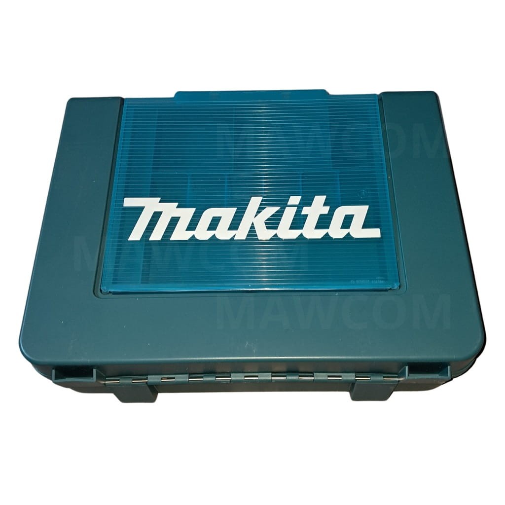 Widok z góry na organizer na bity w walizce Makita DLX