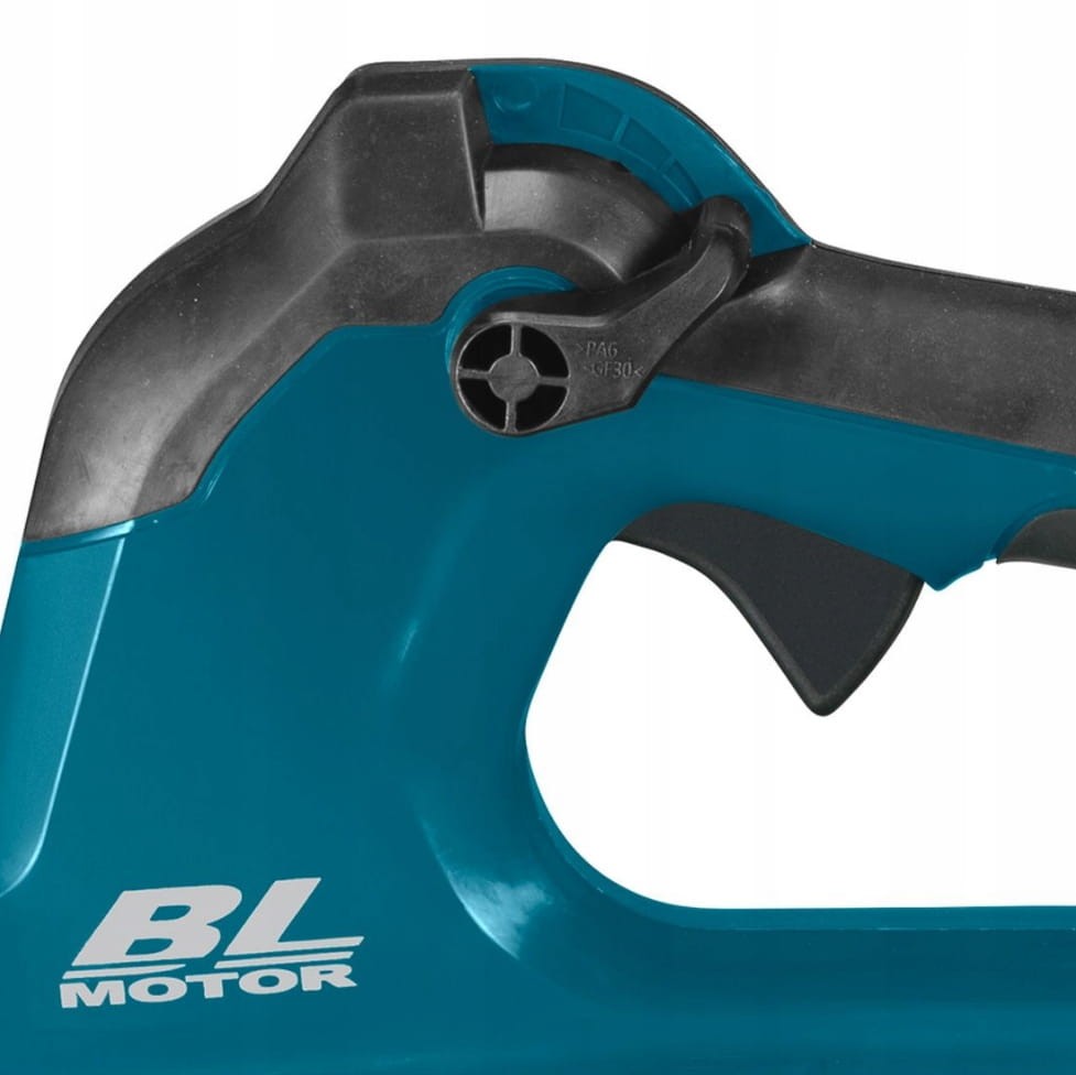 Makita DUB184Z - widok z drugiej strony, ergonomiczny uchwyt