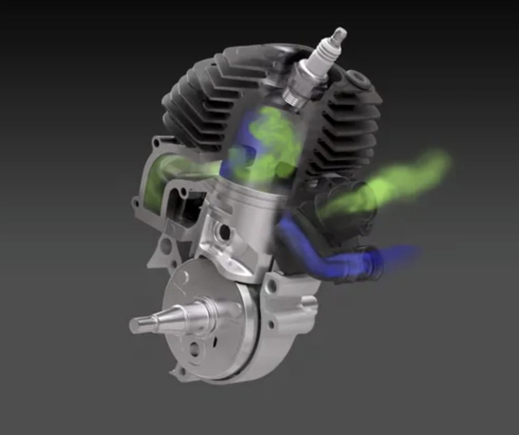 Schemat silnika X-Torq w pilarce Husqvarna 562 XP (czyste spalanie)