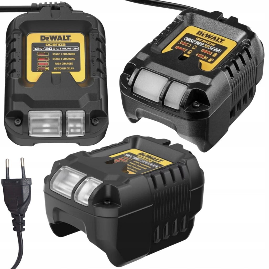 Ładowarka DeWalt DCB1102 z kablem zasilającym - widok ogólny