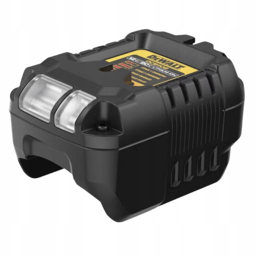 Front ładowarki DeWalt DCB1102 z widoczną diodą diagnostyczną LED