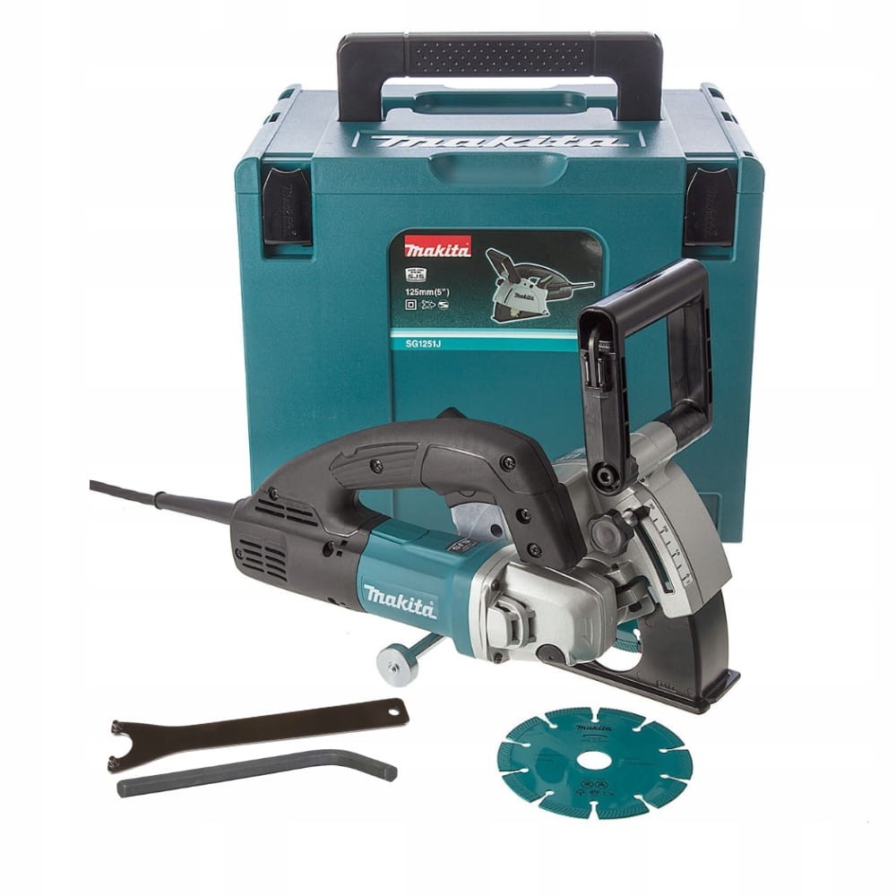 Zestaw Makita SG1251J - bruzdownica 125mm w walizce Makpac z tarczami