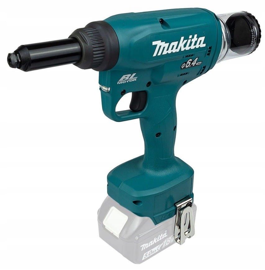 Nitownica Makita DRV250ZJ z akumulatorem LXT - widok z boku