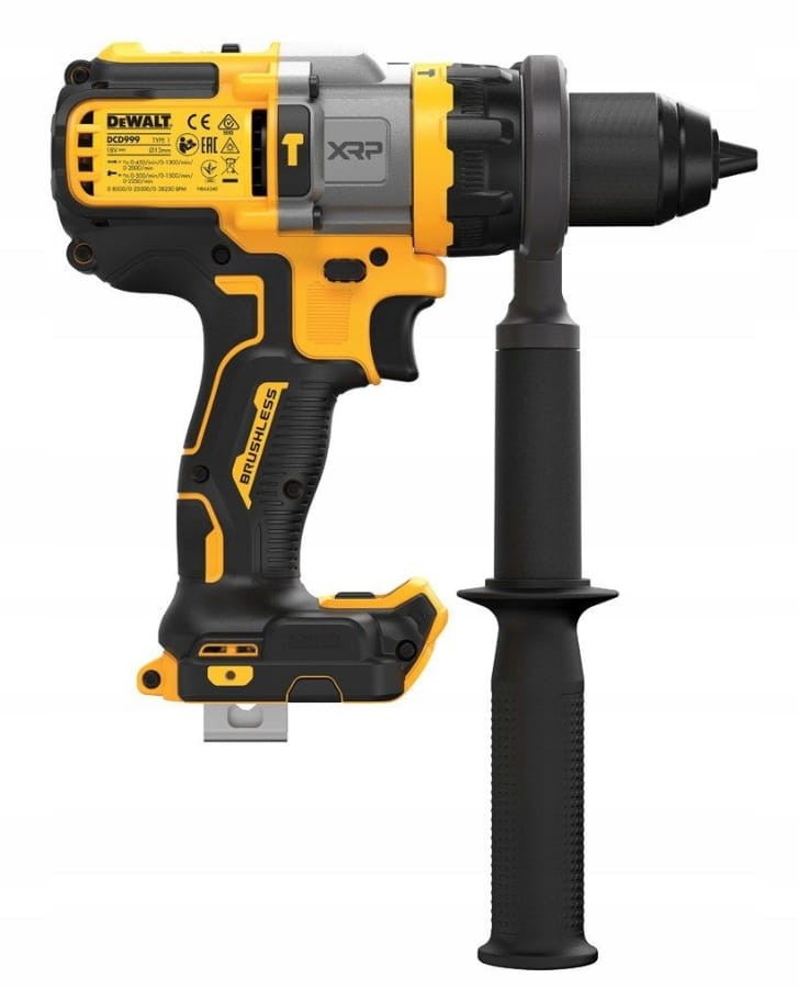 dewalt dcd999nt ujęcie boczne z osłoną i rękojeścią