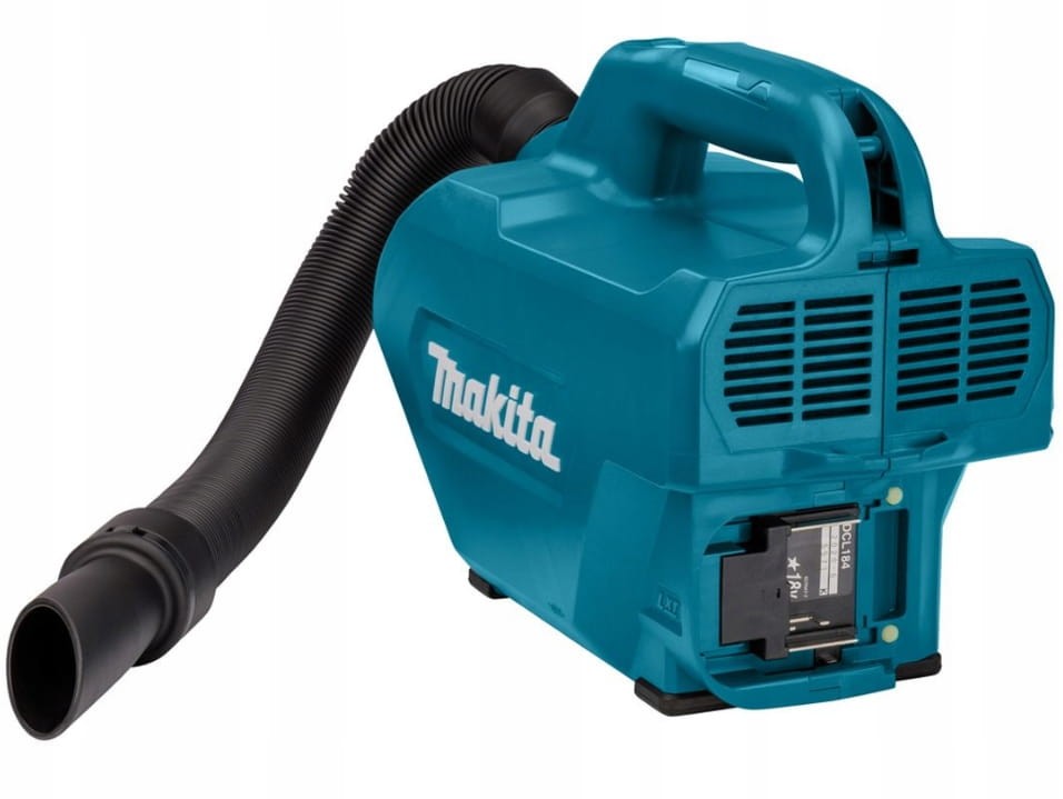 makita dcl184z widok z boku z wężem dmuchawy