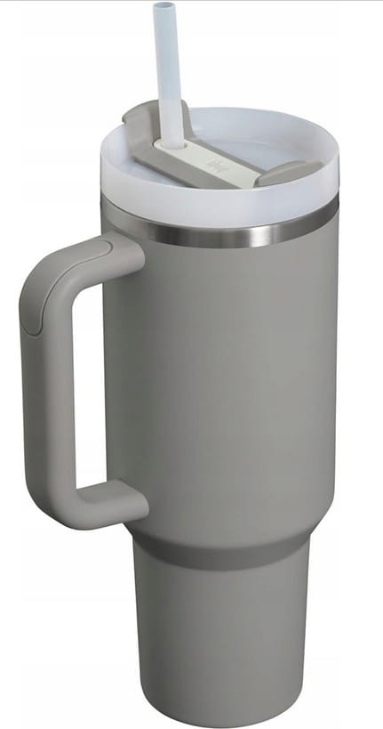 Kubek Próżniowy Ze Słomką Trzyma Zimno SZARY STANLEY QUENCHER H2.O 1.18L