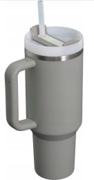Kubek Próżniowy Ze Słomką Trzyma Zimno SZARY STANLEY QUENCHER H2.O 1.18L