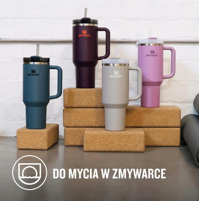 Kubek Próżniowy Ze Słomką Trzyma Zimno SZARY STANLEY QUENCHER H2.O 1.18L