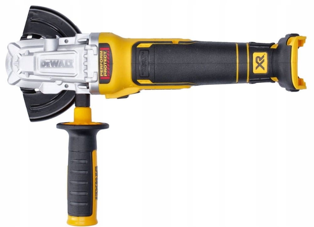 dewalt dcg405fn widok po skosie z tarczą 125 mm