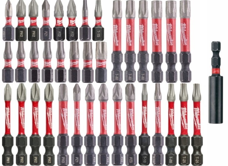 Pełen zestaw elementów zestawu bitów Milwaukee 4932492009