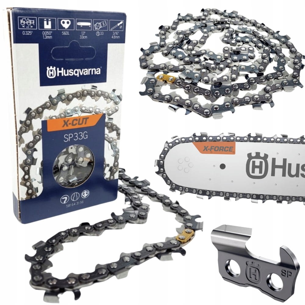 Opakowanie łańcucha Husqvarna X-Cut SP33G z widoczną złączką