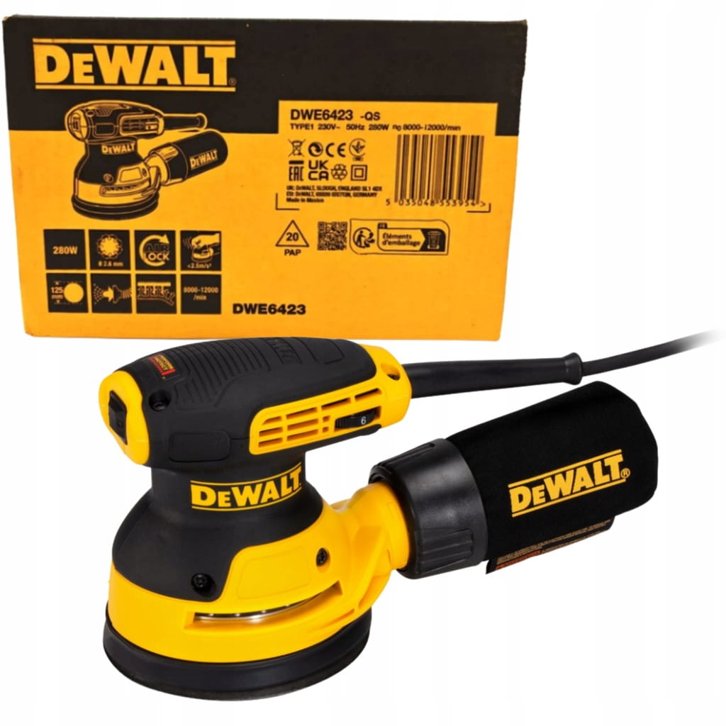 DEWALT Szlifierka Mimośrodowa sieciowa 280W REGULACJA 125mm DWE6423