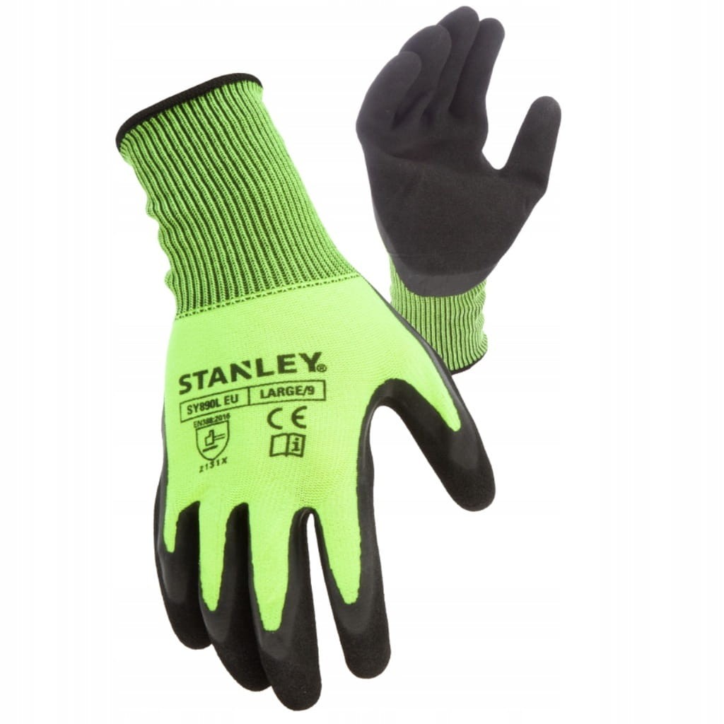 Rękawice robocze Stanley SY890L żółte ostrzegawcze z powłoką lateksową