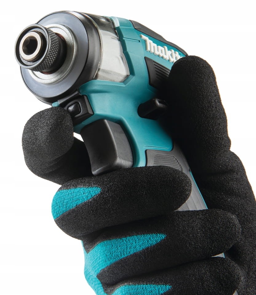 Uchwyt antypoślizgowy i ergonomia Makita DTD173 ręka w rękawicy