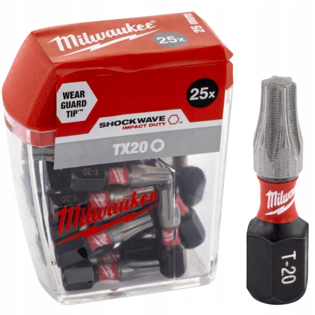 Zestaw bitów udarowych Milwaukee Shockwave TX20 25 sztuk w pudełku