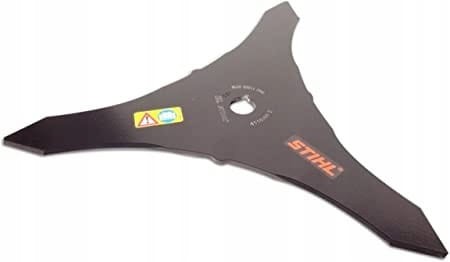 Zbliżenie na logo STIHL i oznaczenia średnicy 350mm na tarczy tnącej