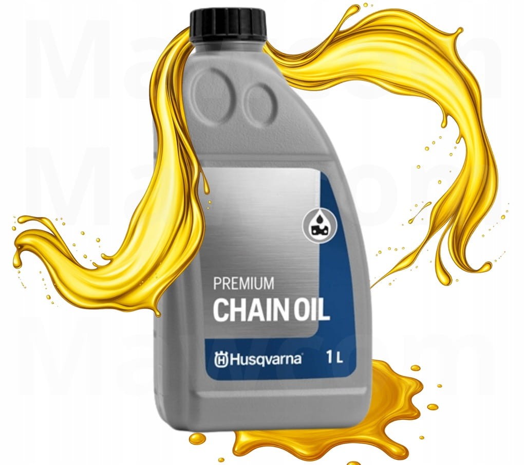 Olej do łańcucha Husqvarna Premium 1L - butelka z grafiką cieczy