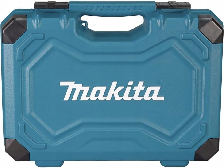Zamknięta turkusowa walizka Makita E-17980 z czarnymi klamrami