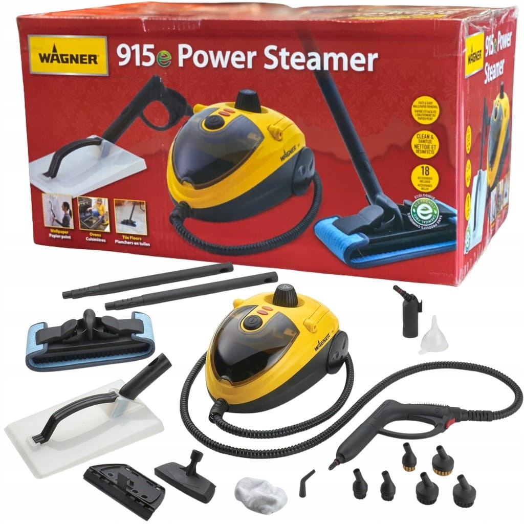 Opakowanie zestawu Wagner 915e Power Steamer z myjką i akcesoriami