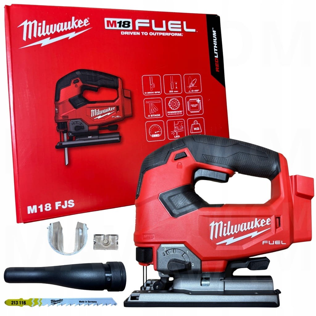 Wyrzynarka akumulatorowa Milwaukee M18 FJS-0 FUEL z uchwytem żelazkowym - widok z boku