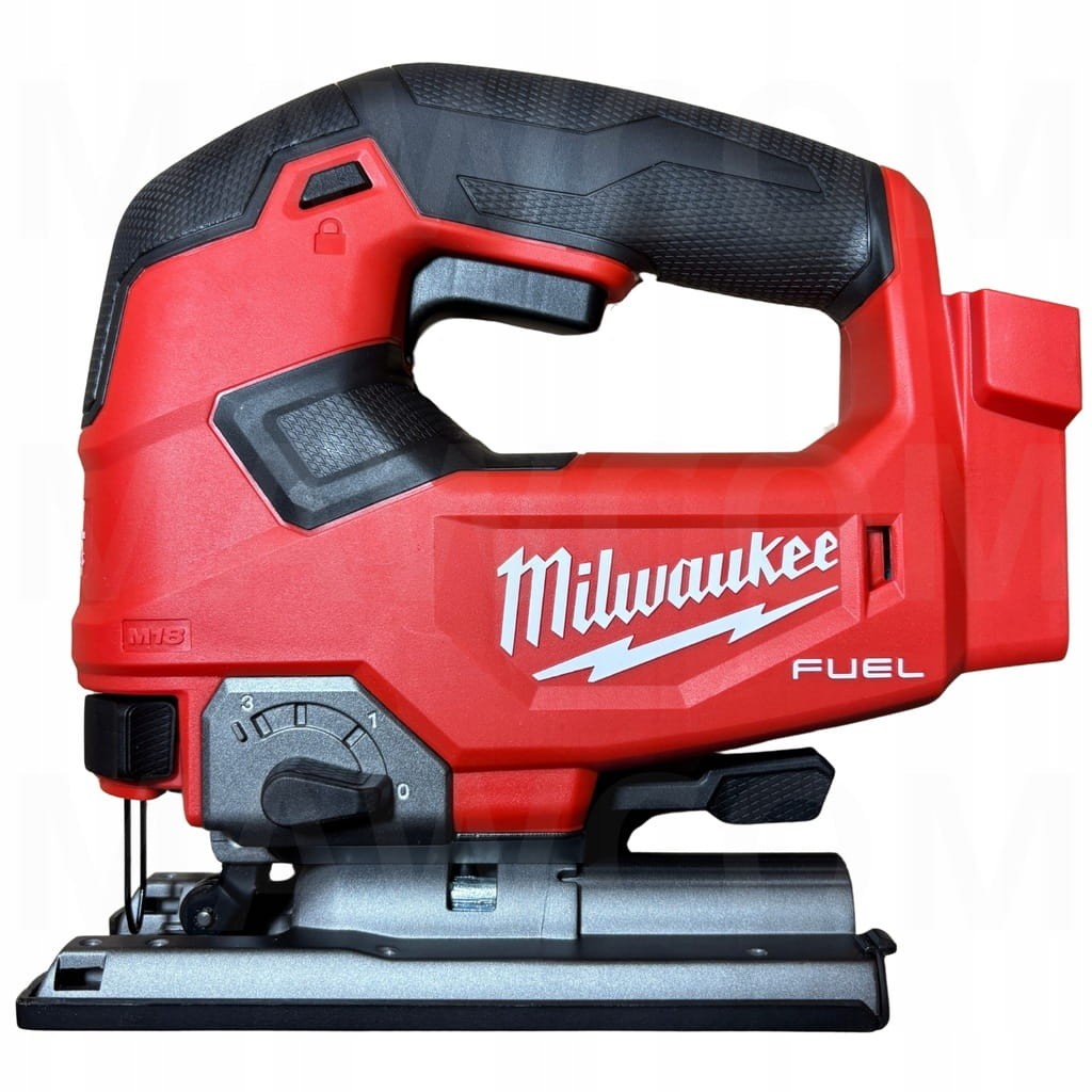 Milwaukee M18 FJS-0 z zamontowanym adapterem do odsysania pyłu i osłoną