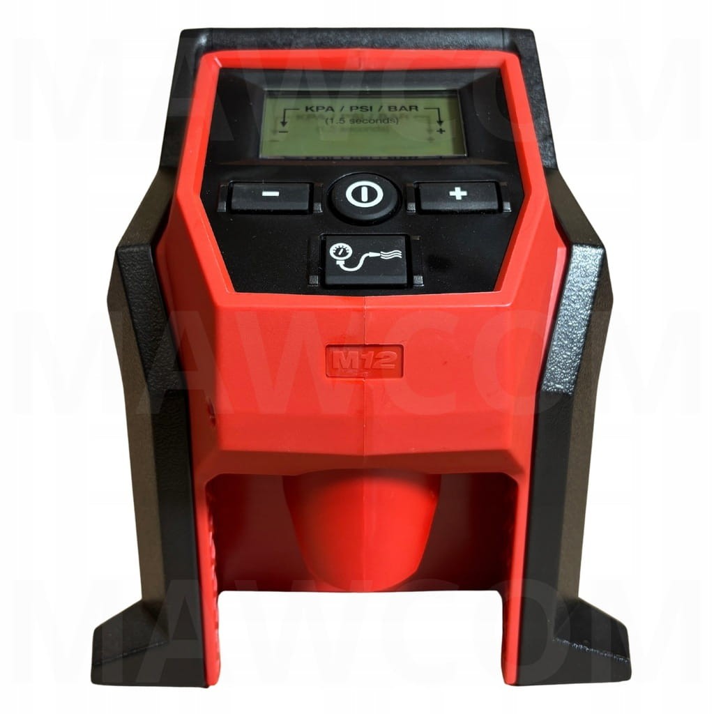 Podświetlany wyświetlacz LCD w pompce Milwaukee M12 BI - ustawianie ciśnienia