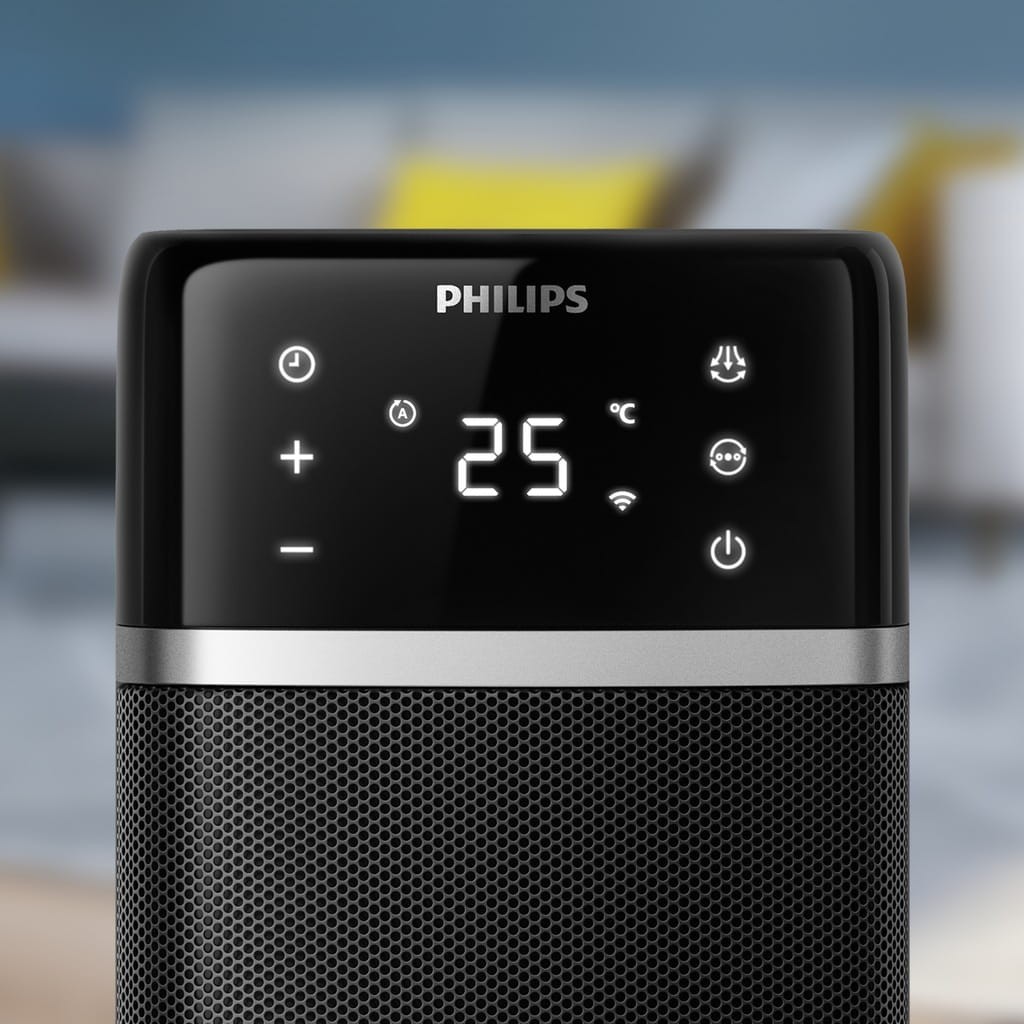 Elektroniczny termostat w termowentylatorze Philips zbliżenie