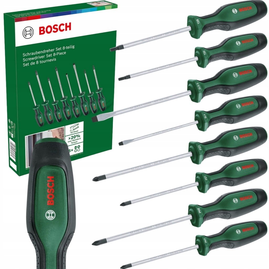 ZESTAW 8 RÓŻNYCH WKRĘTAKÓW RĘCZNYCH BOSCH