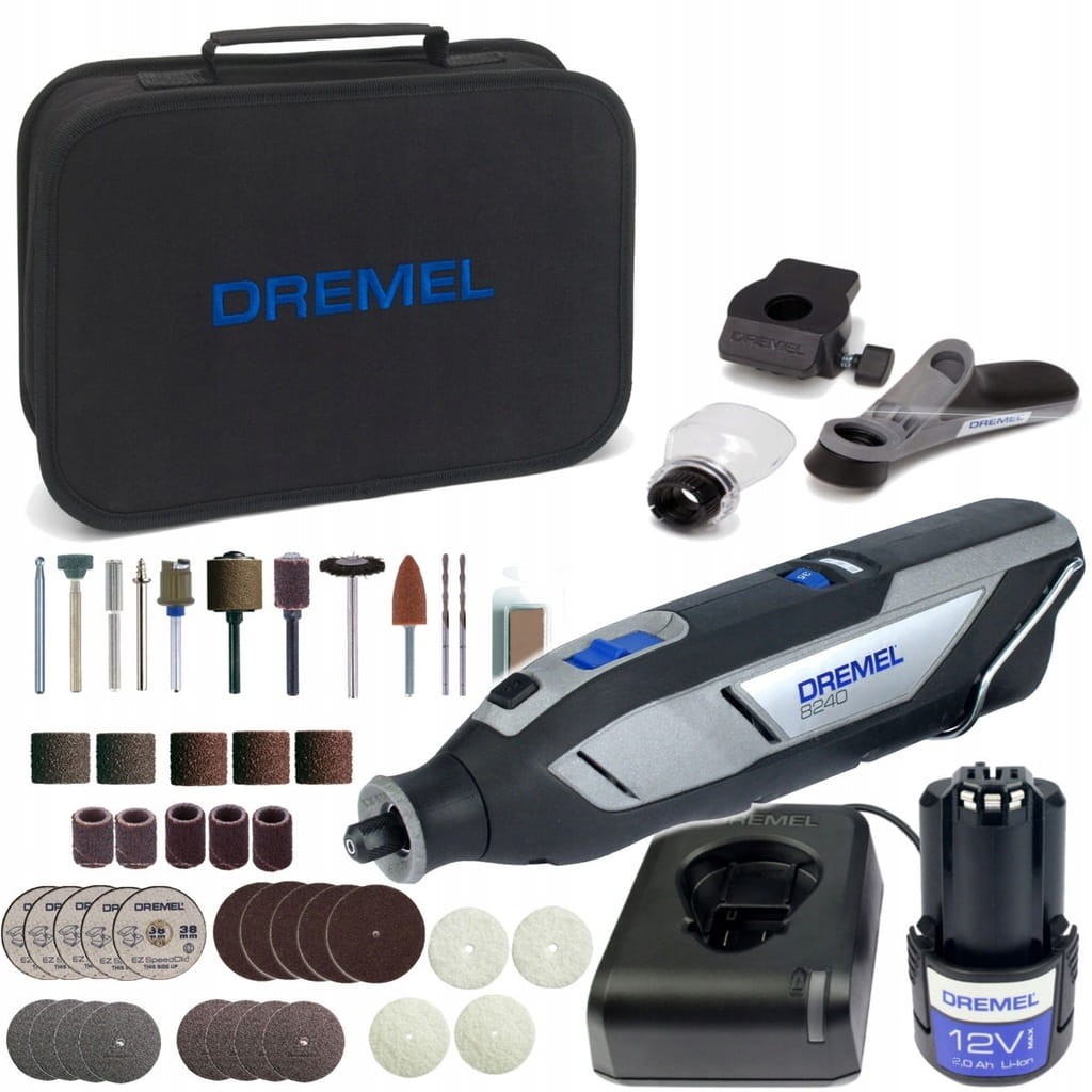 Bogaty zestaw Dremel 8240-3/45 z torbą przystawkami i pudełkiem akcesoriów