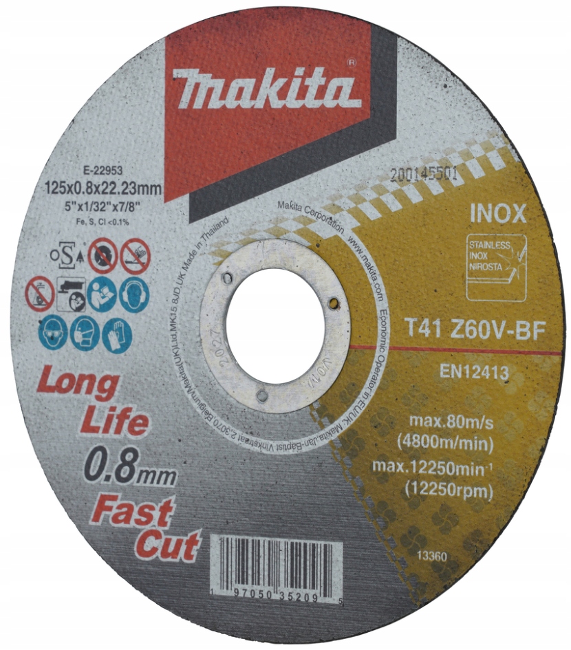Tarcza do cięcia metalu Makita E-22953 INOX 125x0,8mm FastCut