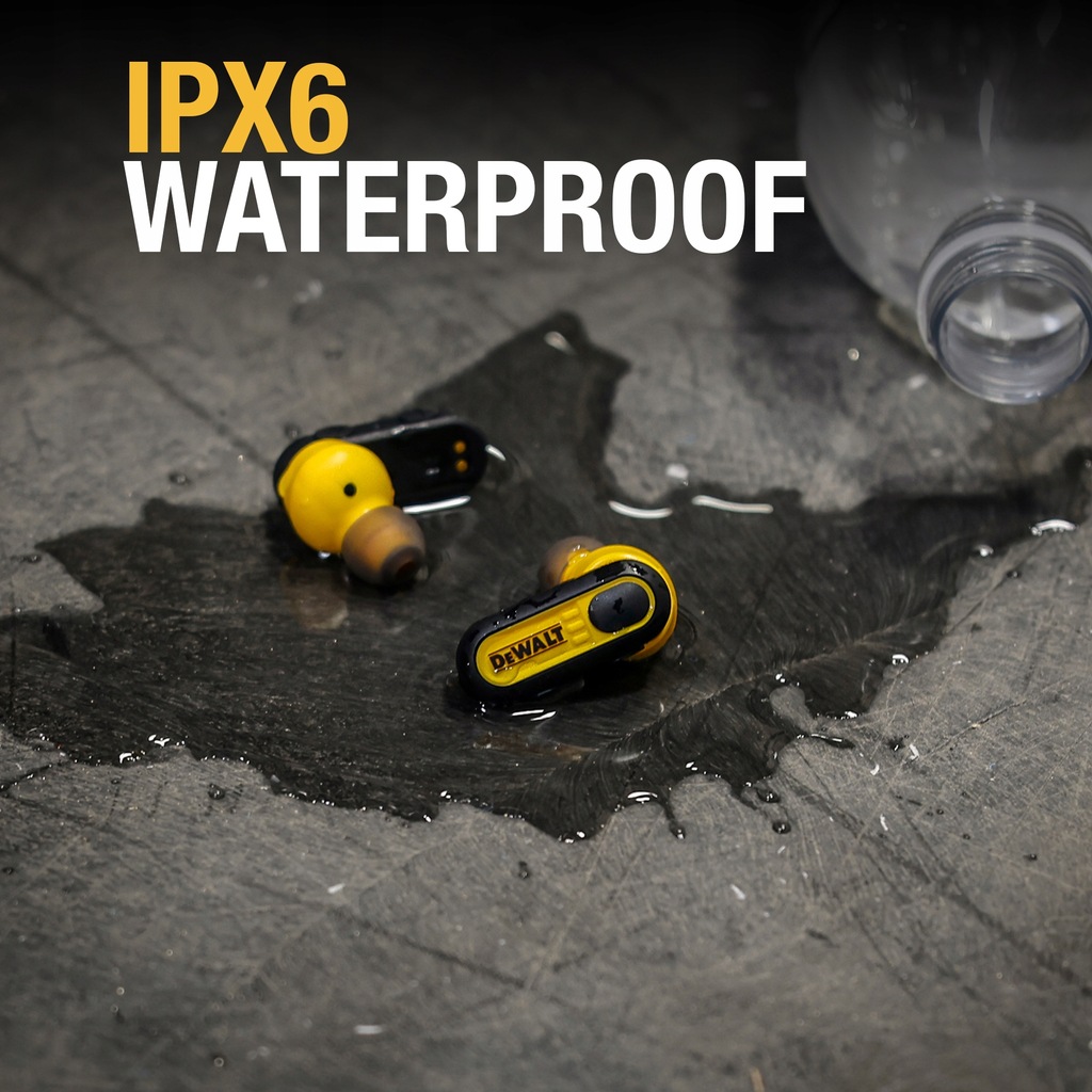 SŁUCHAWKI DOUSZNE EARBUDS Z MIKROFONEM DEWALT Bluetooth 5.0 IPx6 do 36h