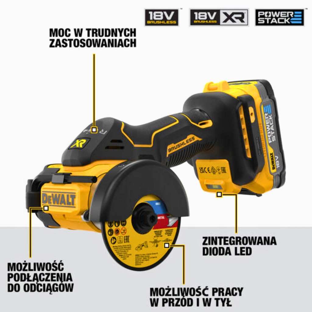 DEWALT DCS438N PRZECINARKA TARCZOWA SZLIFIERKA KOMPAKTOWA MAŁA 76MM 18V