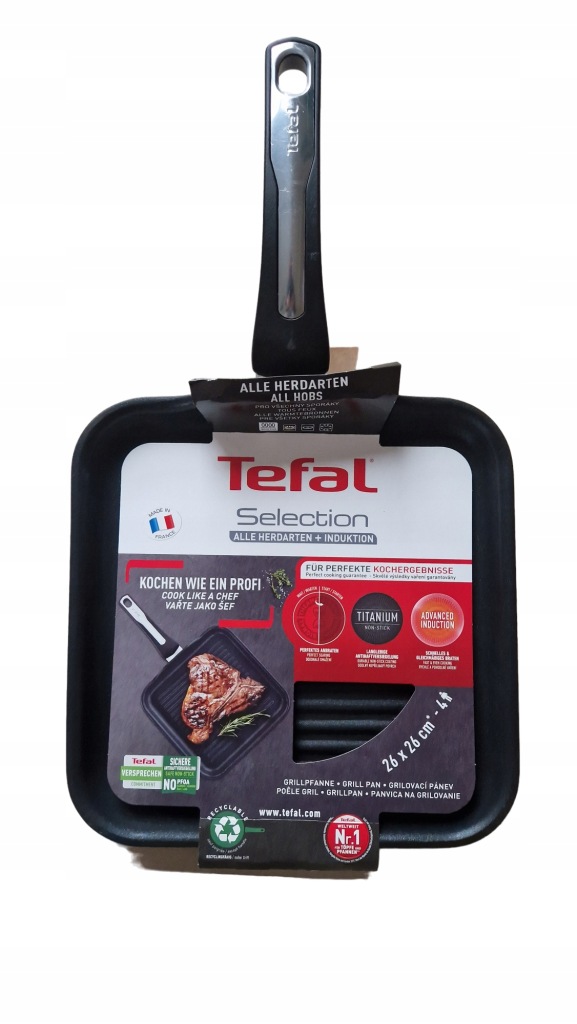 Patelnia grillowa Selection Tefal 26x26 cm tytanowa indukcja G2844032