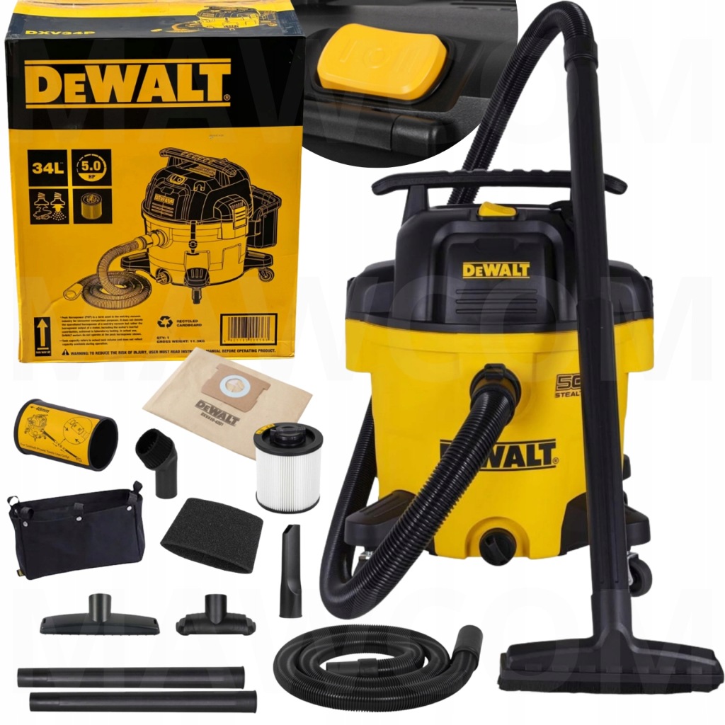 Odkurzacz przemysłowy DeWALT DXV34P 1200W 34l sucho/mokro -