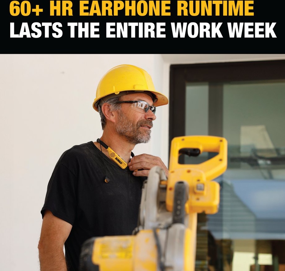 SŁUCHAWKI DOUSZNE EARBUDS JOBSITE PRO MAX BLUETOOTH 5.0 DXMA190-93 DEWALT -