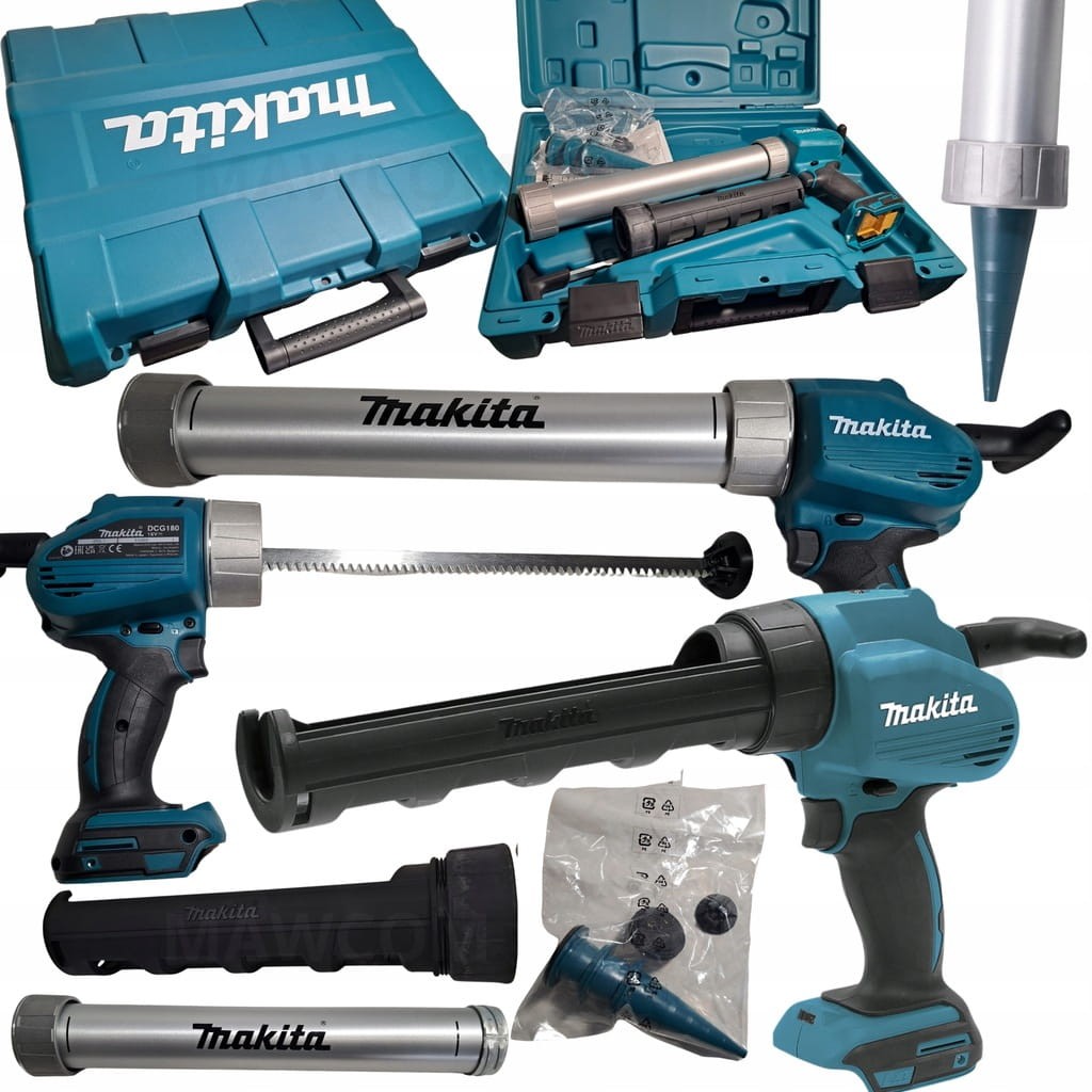 Wyciskacz Makita DCG180Z XK - pełny zestaw z walizką i uchwytami 300/600ml