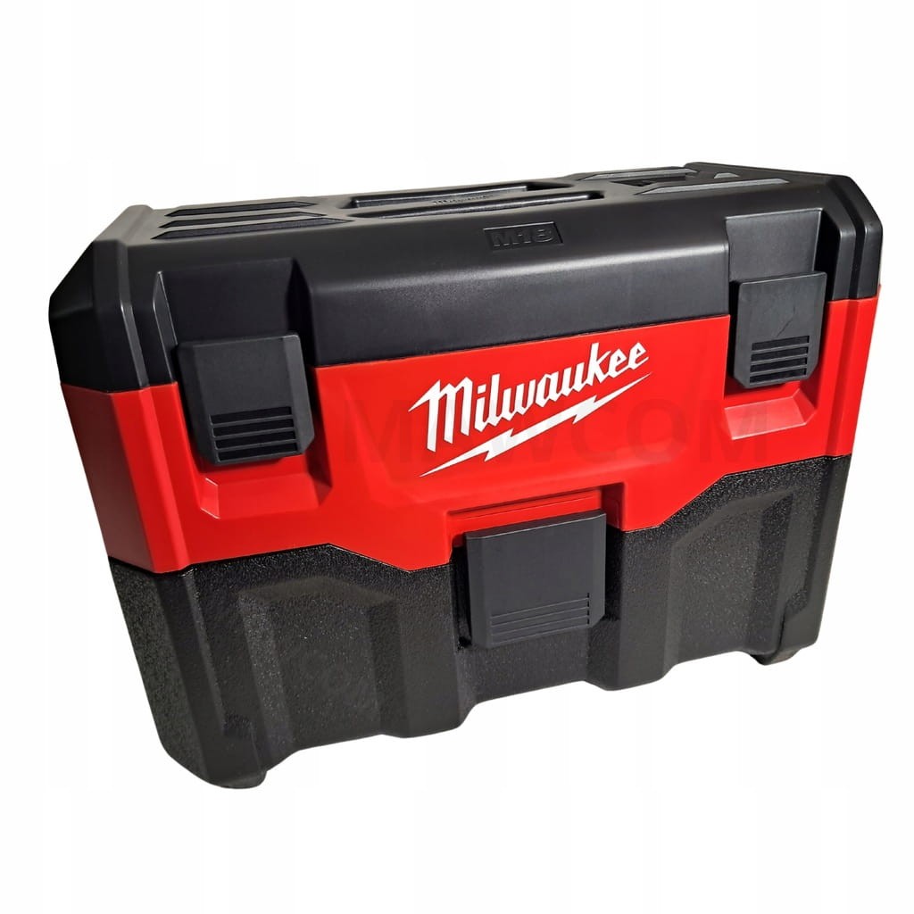 Front odkurzacza Milwaukee VC2 - solidne klamry zamykające zbiornik