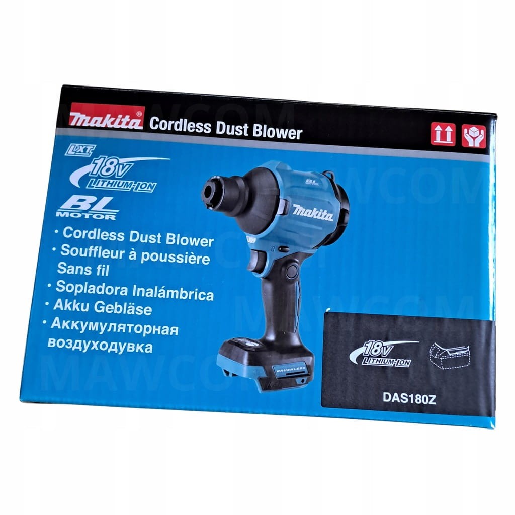 Oryginalne opakowanie dmuchawy do kurzu Makita DAS180Z 18V LXT