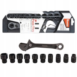 Makita B-65458 Zestaw Klucz Nastawny 200mm + 10 Nasadek Przelotowych SPLINE