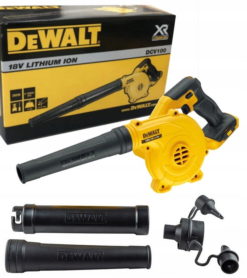 Zestaw dmuchawa akumulatorowa DeWALT DCV100 z pudełkiem i dyszami
