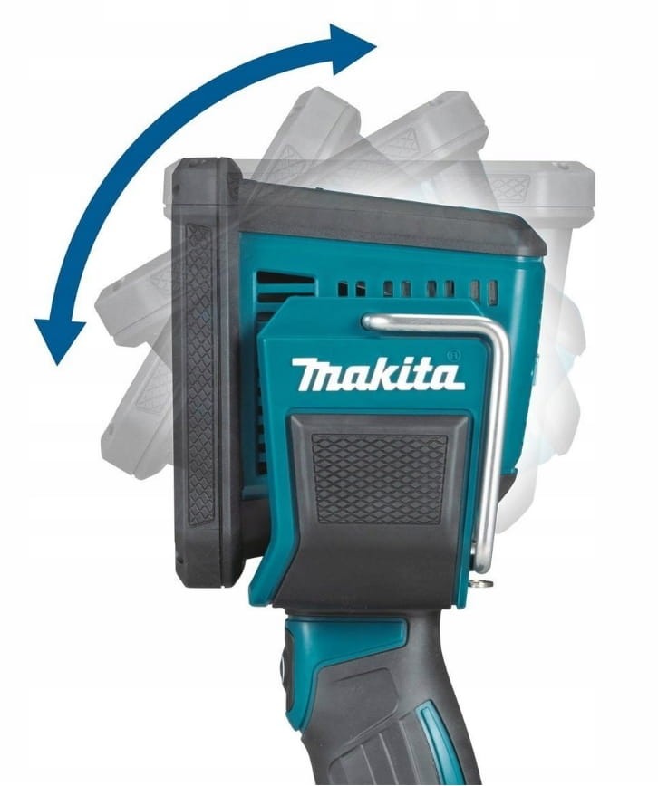 Regulacja kąta głowicy latarki Makita DML812 w zakresie 90 stopni