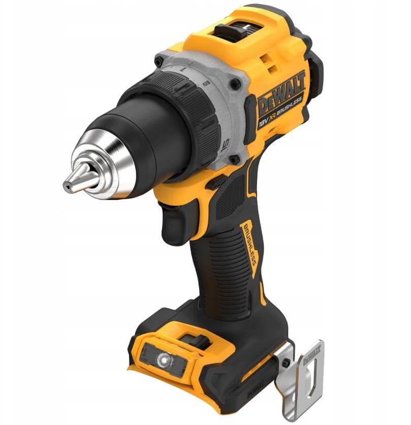 Widok 3/4 na metalowy uchwyt wiertarski w DeWalt DCD800