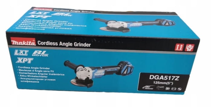 Oryginalne opakowanie szlifierki kątowej Makita DGA517Z 18V LXT