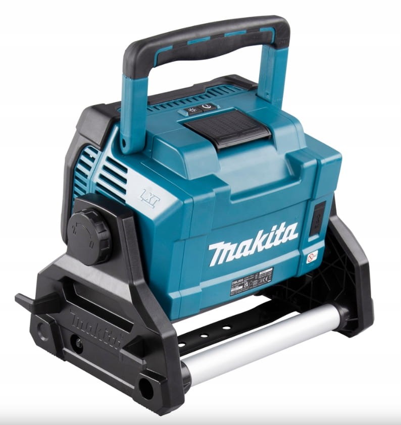 Widok na mechanizm obrotowy i tył lampy Makita DML809 w ramie