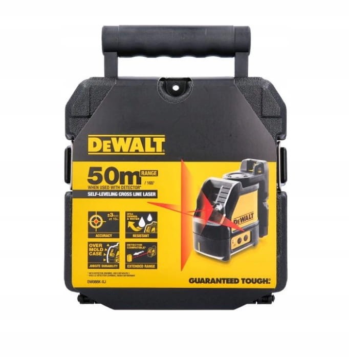 Oryginalne opakowanie lasera krzyżowego DeWalt DW088K (zasięg 15m/50m)
