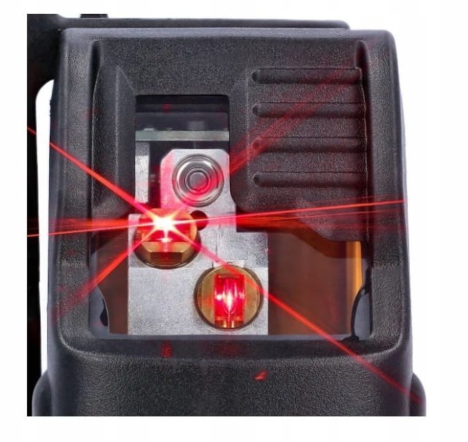 Wyświetlanie czerwonej wiązki krzyżowej przez laser DeWalt DW088