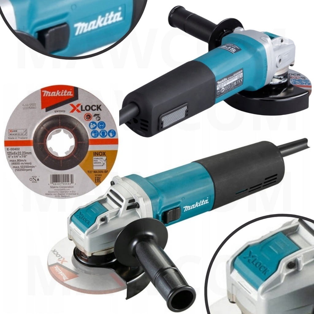 Szlifierka kątowa Makita GA5080RX02 1400W z systemem X-LOCK i tarczą
