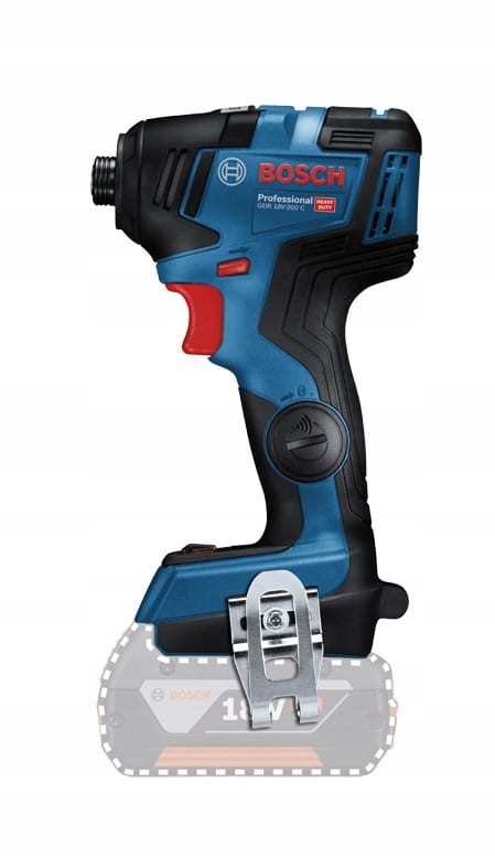 Profil boczny klucza udarowego Bosch GDX 18V-200 z "duchem" baterii ProCORE