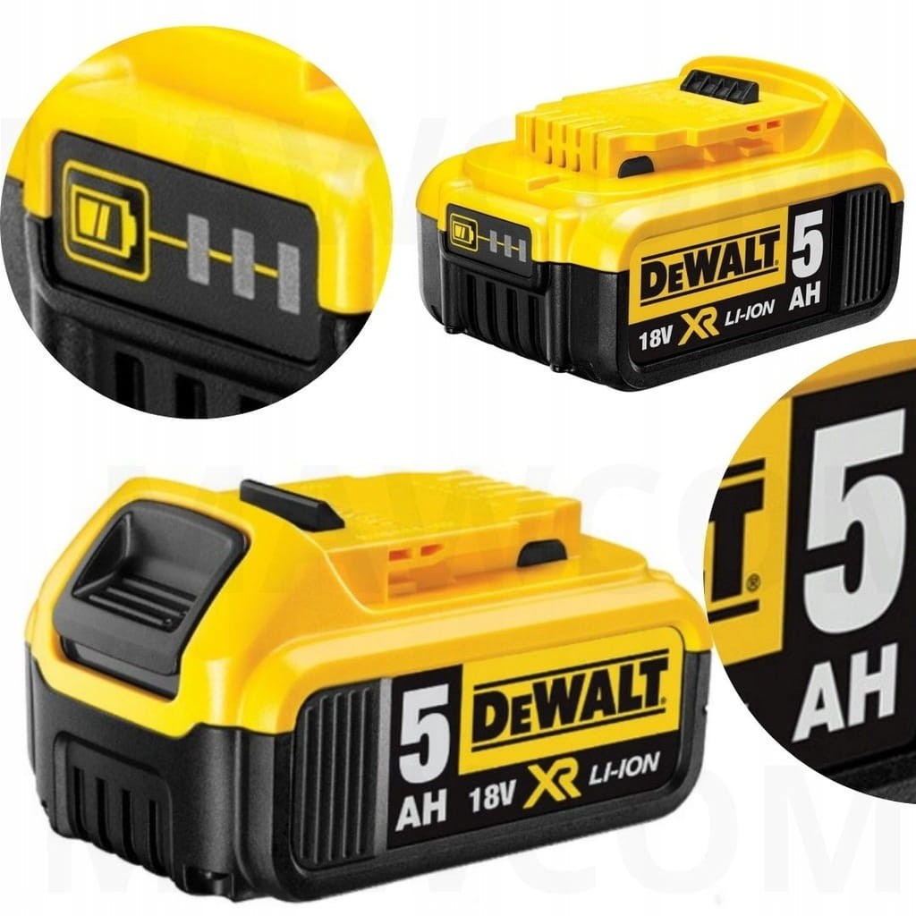 Oryginalny akumulator DeWalt DCB184 18V 5.0Ah XR - widok z boku